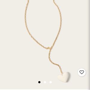 Evereve Puffy Heart Necklace - white NWT